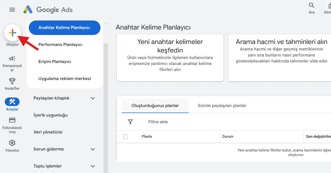 Google Ads kullanıcı paneli